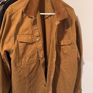 George Men's Tan Canvas Shirt Jacket with Corduroy Collar